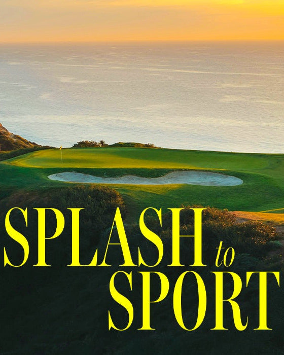 Golf course with 'Splash to Sport' text overlay