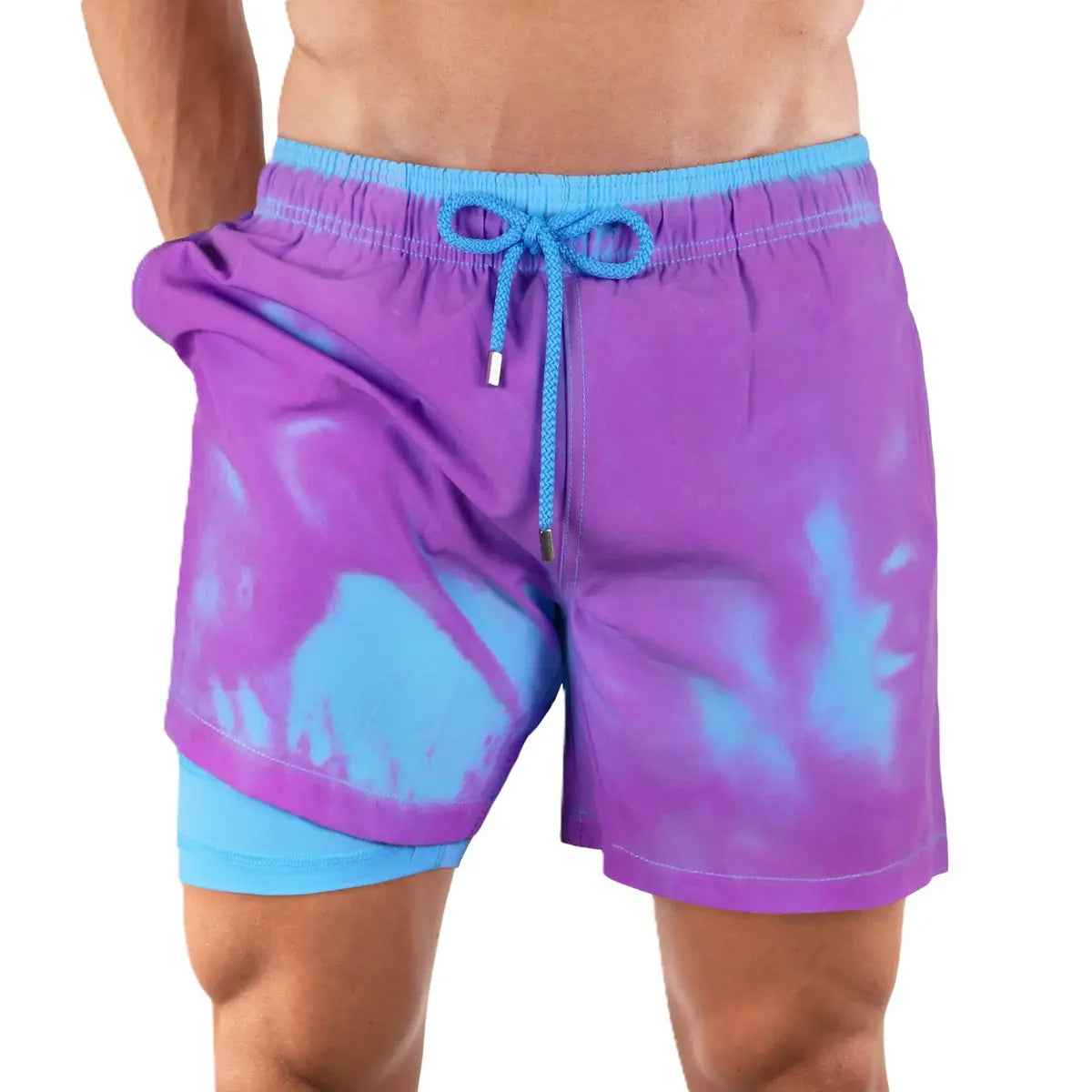 Blue/Purple Men's Hybrid Swim & Active Shorts - CAPELLE MIAMI