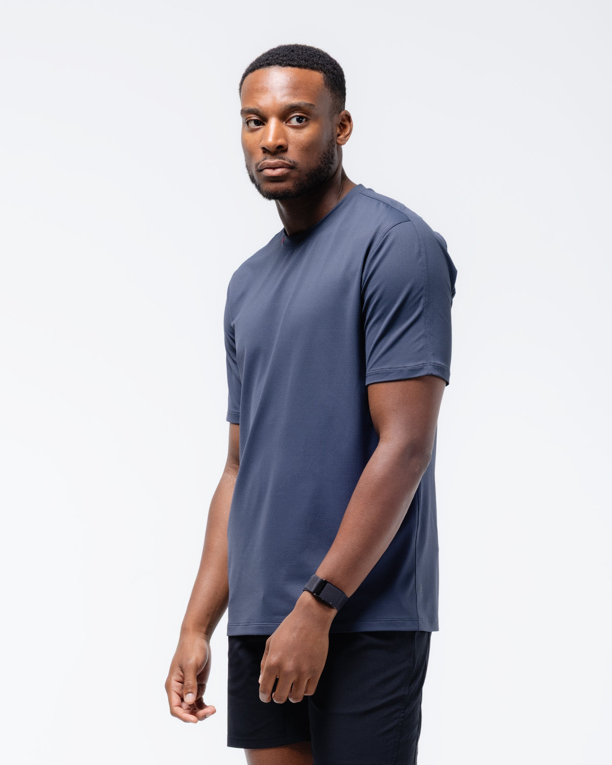 Black Crest Men's Rival Training Tee in Navy, view 3