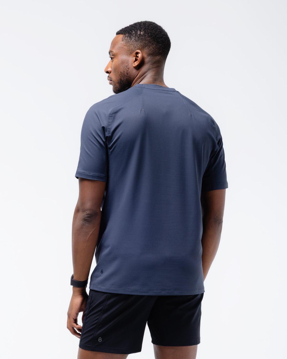 Black Crest Men's Rival Training Tee in Navy, view 4