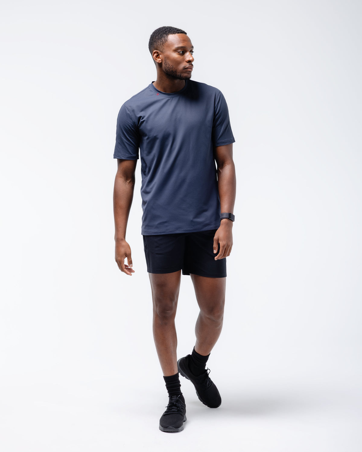 Black Crest Men's Rival Training Tee in Navy, view 10