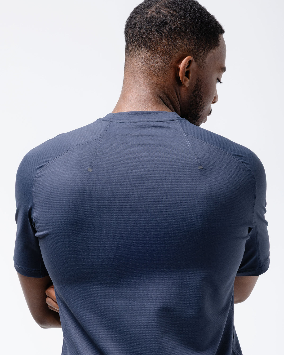 Black Crest Men's Rival Training Tee in Navy, view 6
