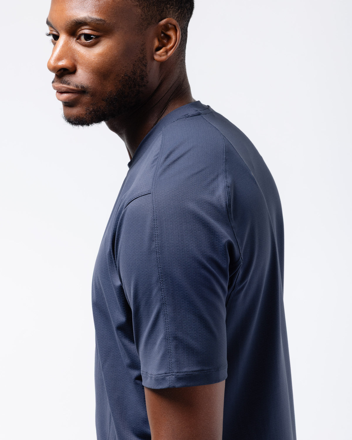 Black Crest Men's Rival Training Tee in Navy, view 7