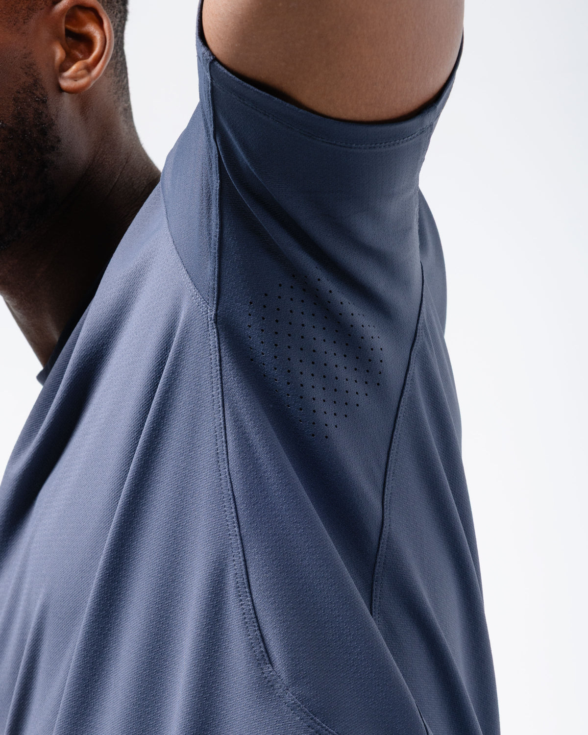 Black Crest Men's Rival Training Tee in Navy, view 8