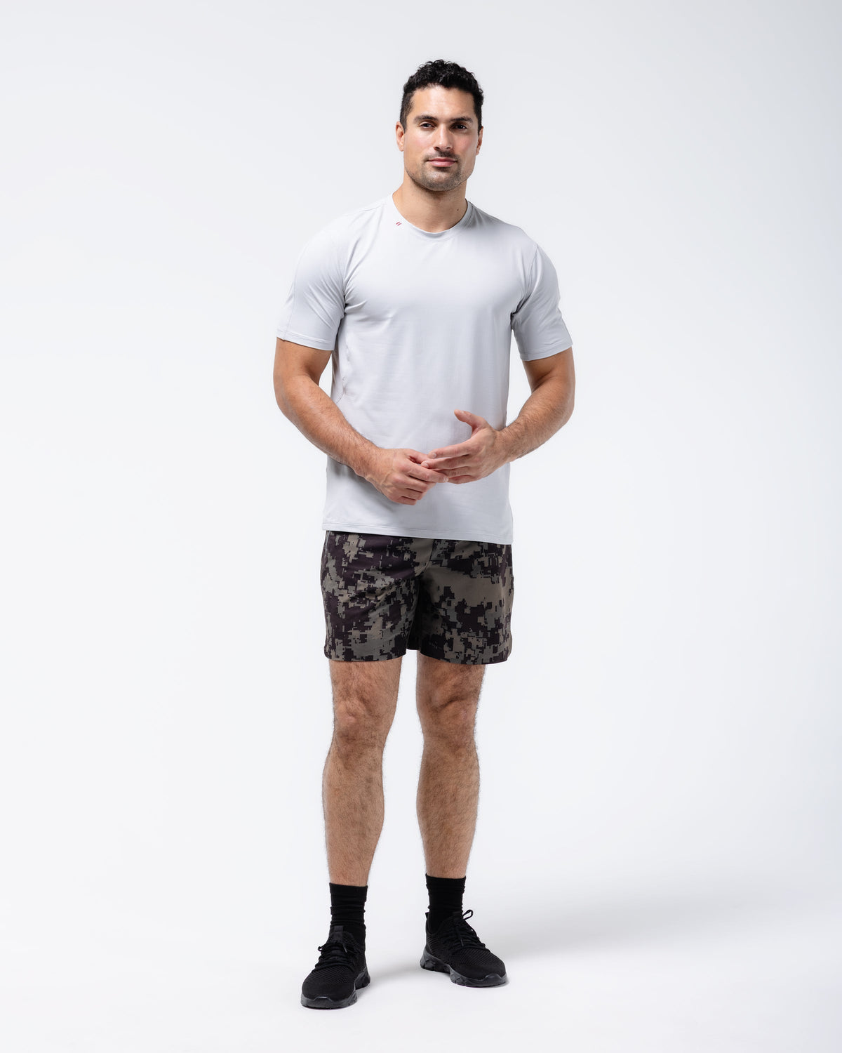 Black Crest Men's Rival Training Tee in Light Grey, view 10