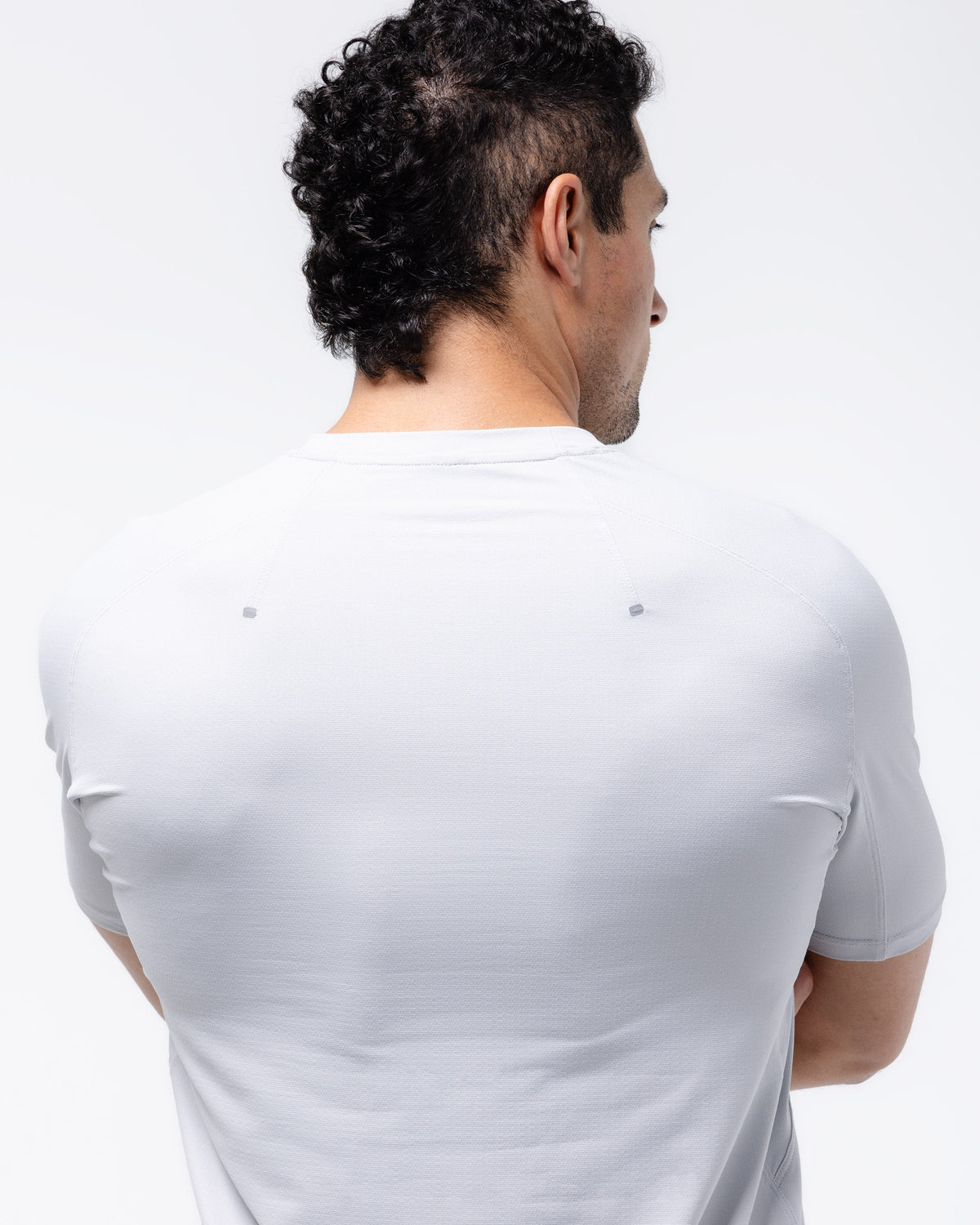 Black Crest Men's Rival Training Tee in Light Grey, view 5