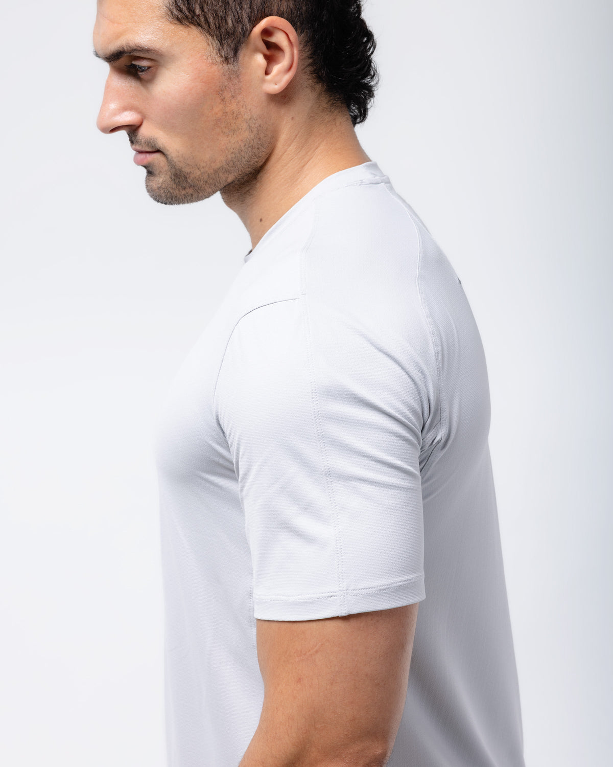 Black Crest Men's Rival Training Tee in Light Grey, view 7