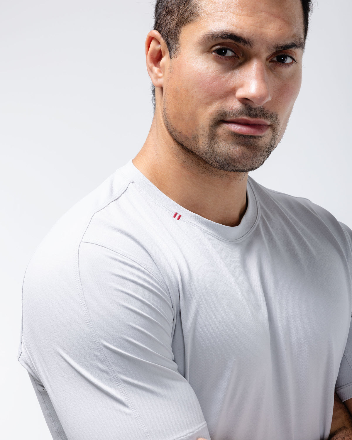 Black Crest Men's Rival Training Tee in Light Grey, view 6