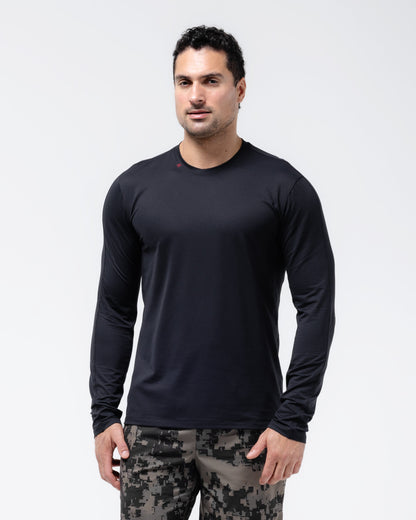 Black Crest Men's Rival Long Sleeve Training Tee in Black