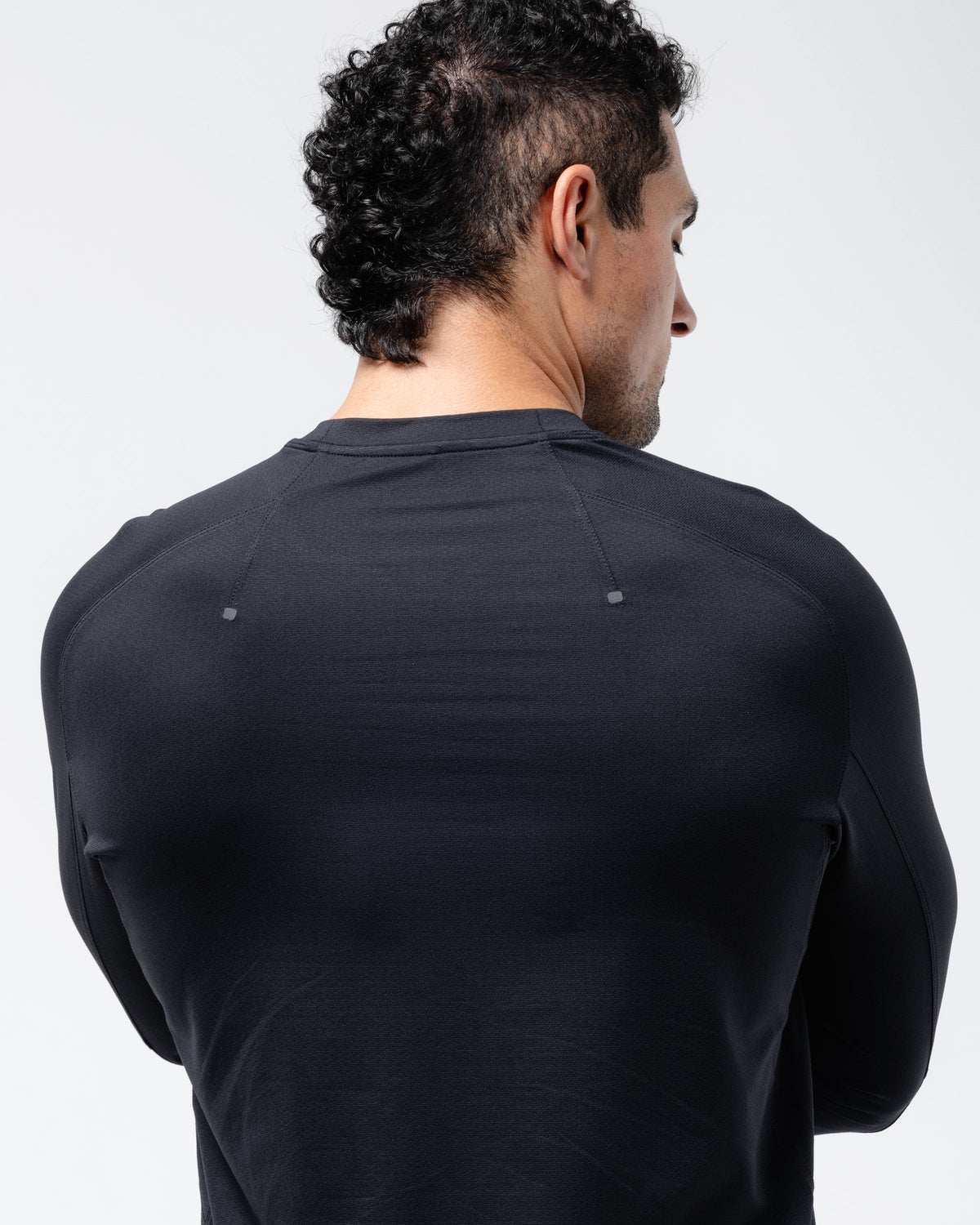 Black Crest Men's Rival Long Sleeve Training Tee in Black, view 6