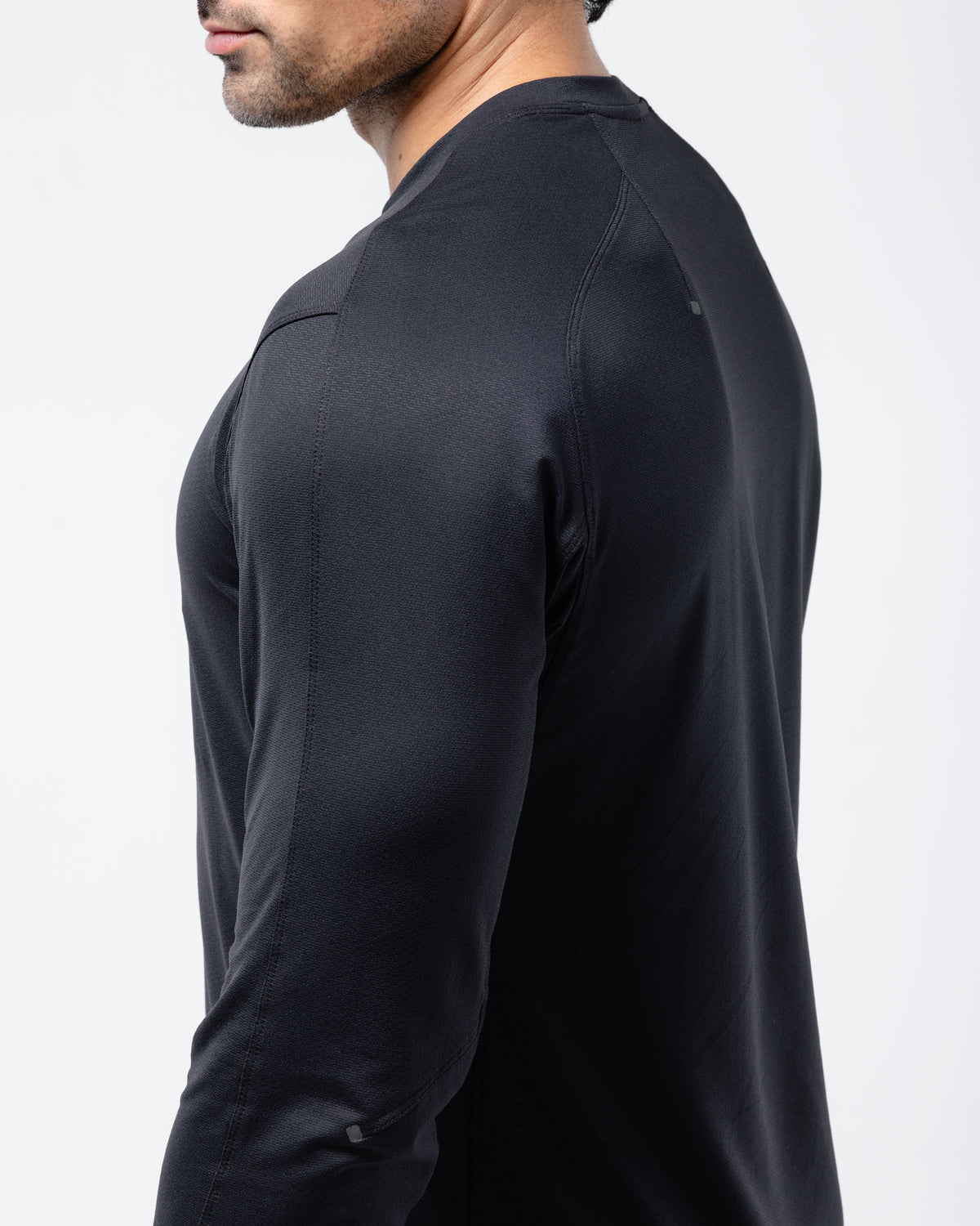 Black Crest Men's Rival Long Sleeve Training Tee in Black, view 8