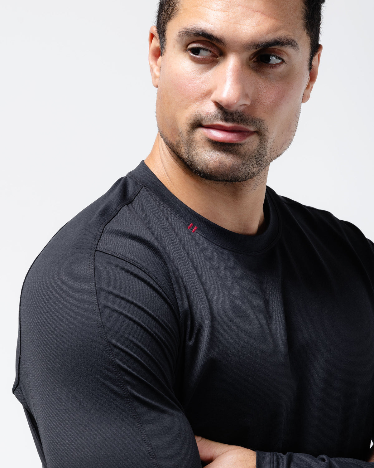 Black Crest Men's Rival Long Sleeve Training Tee in Black, view 5