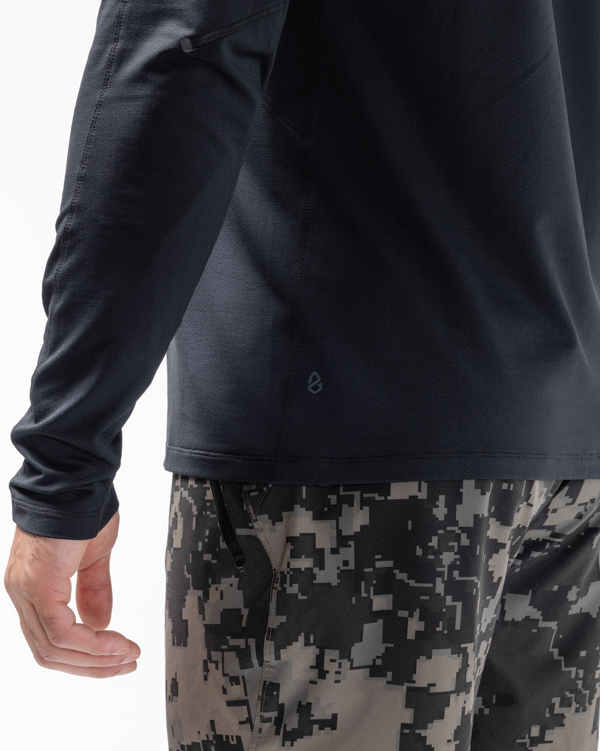 Black Crest Men's Rival Long Sleeve Training Tee in Black, view 7