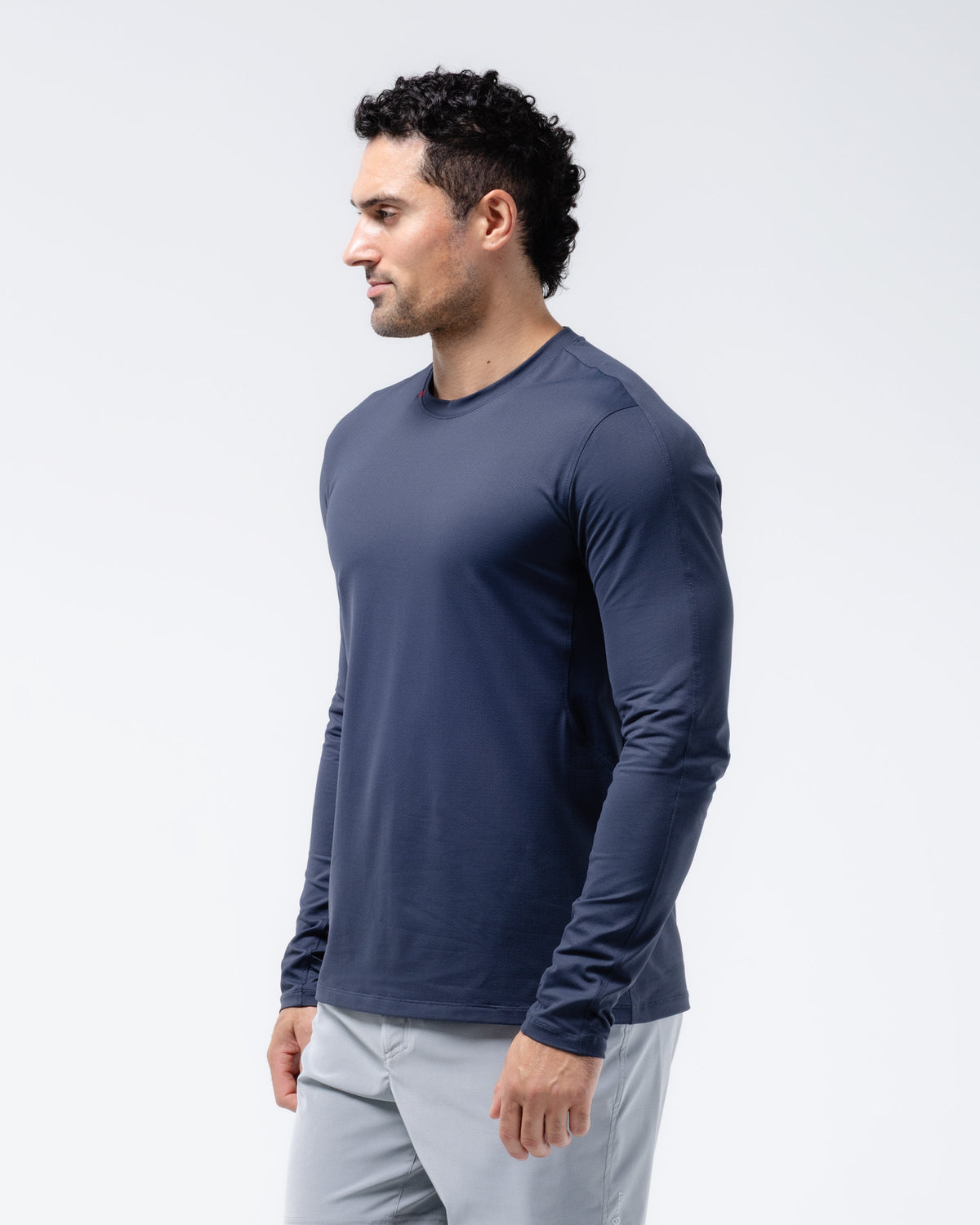 Black Crest Men's Rival Long Sleeve Training Tee in Navy, view 3