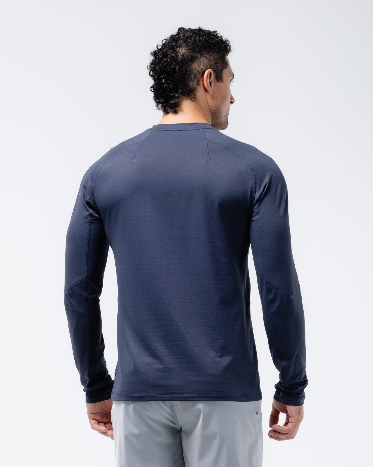 Black Crest Men's Rival Long Sleeve Training Tee in Navy, view 4