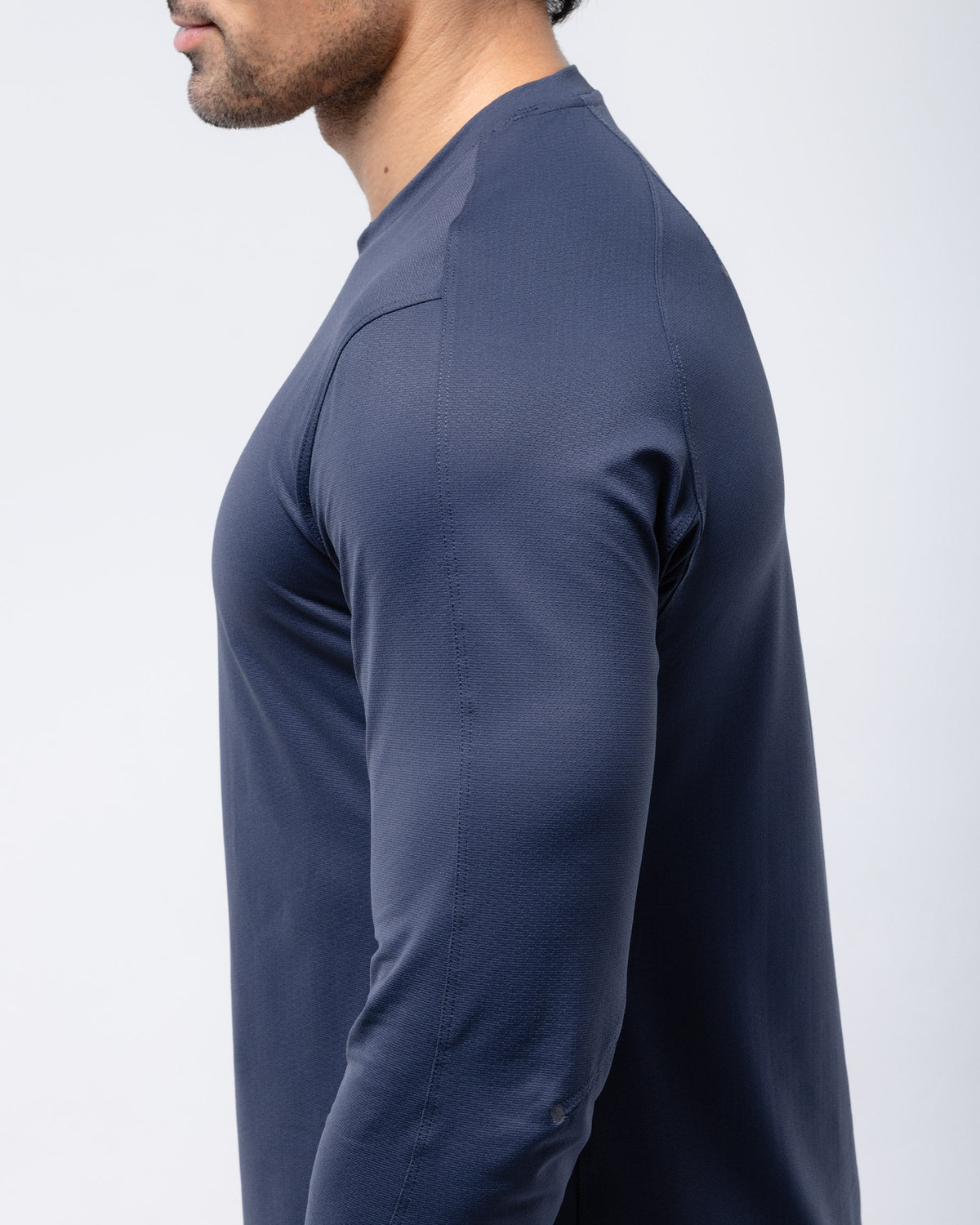 Black Crest Men's Rival Long Sleeve Training Tee in Navy, view 7
