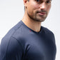 Black Crest Men's Rival Long Sleeve Training Tee in Navy, view 5