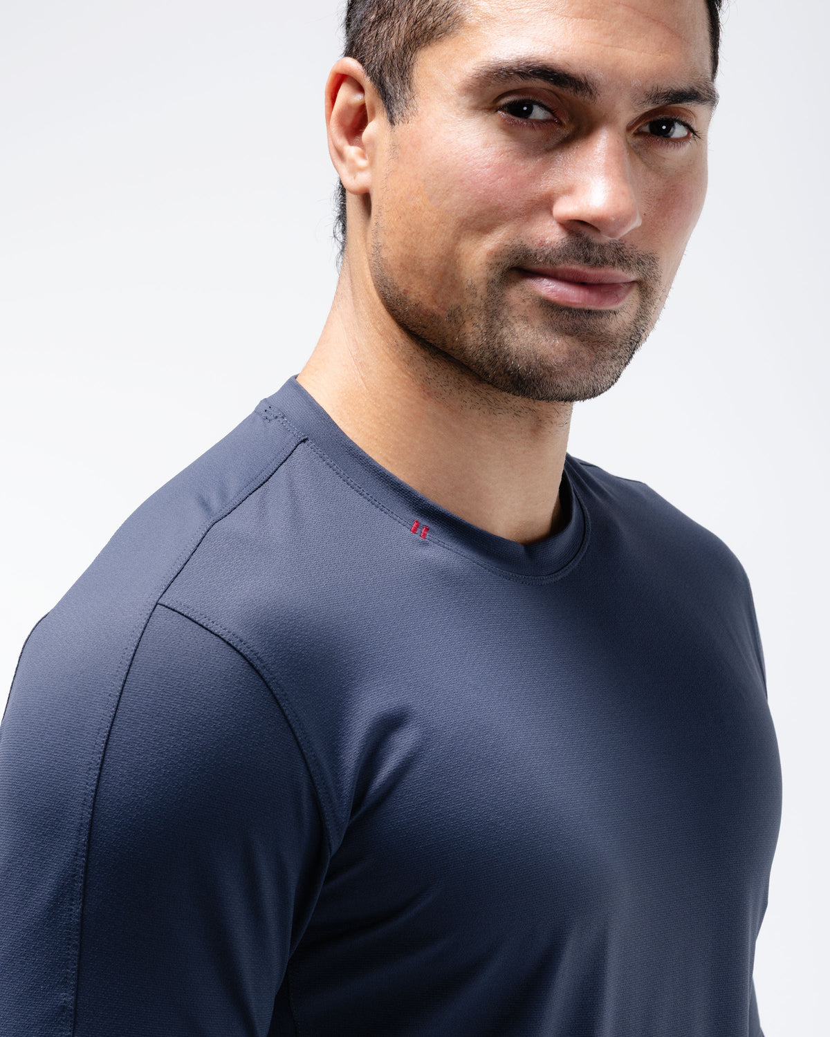 Black Crest Men's Rival Long Sleeve Training Tee in Navy, view 5
