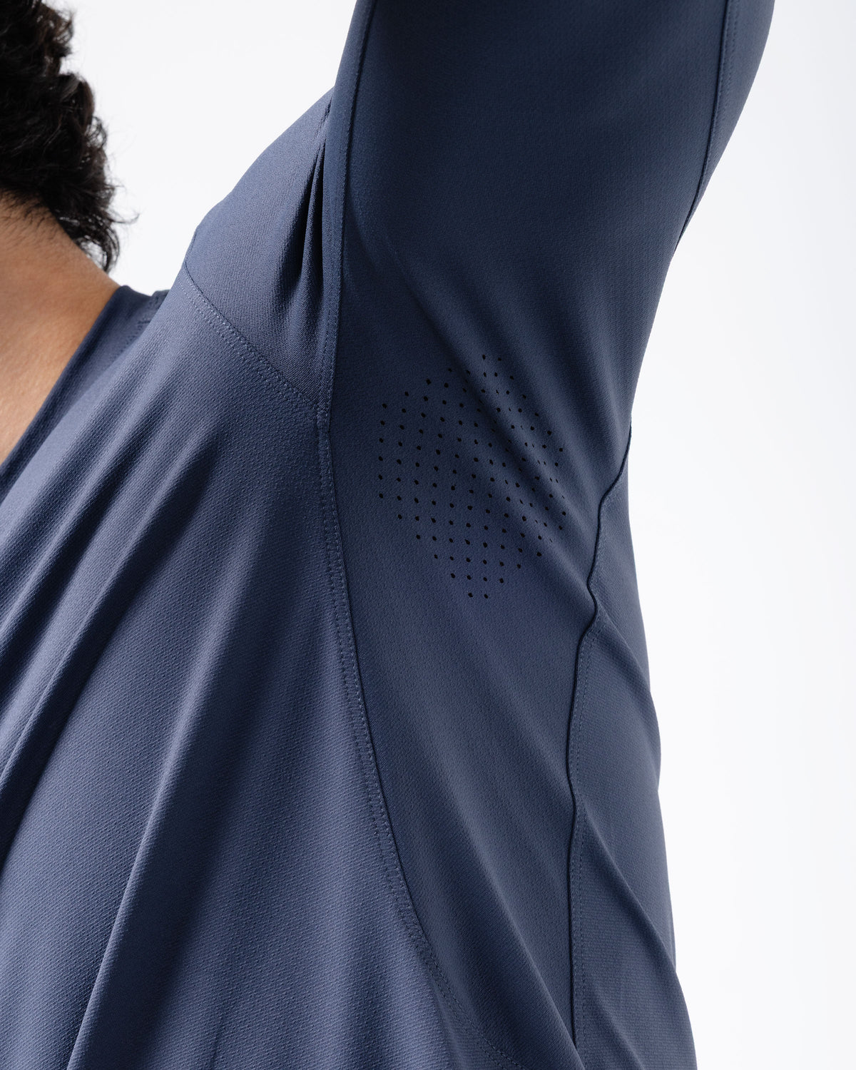 Black Crest Men's Rival Long Sleeve Training Tee in Navy, view 10
