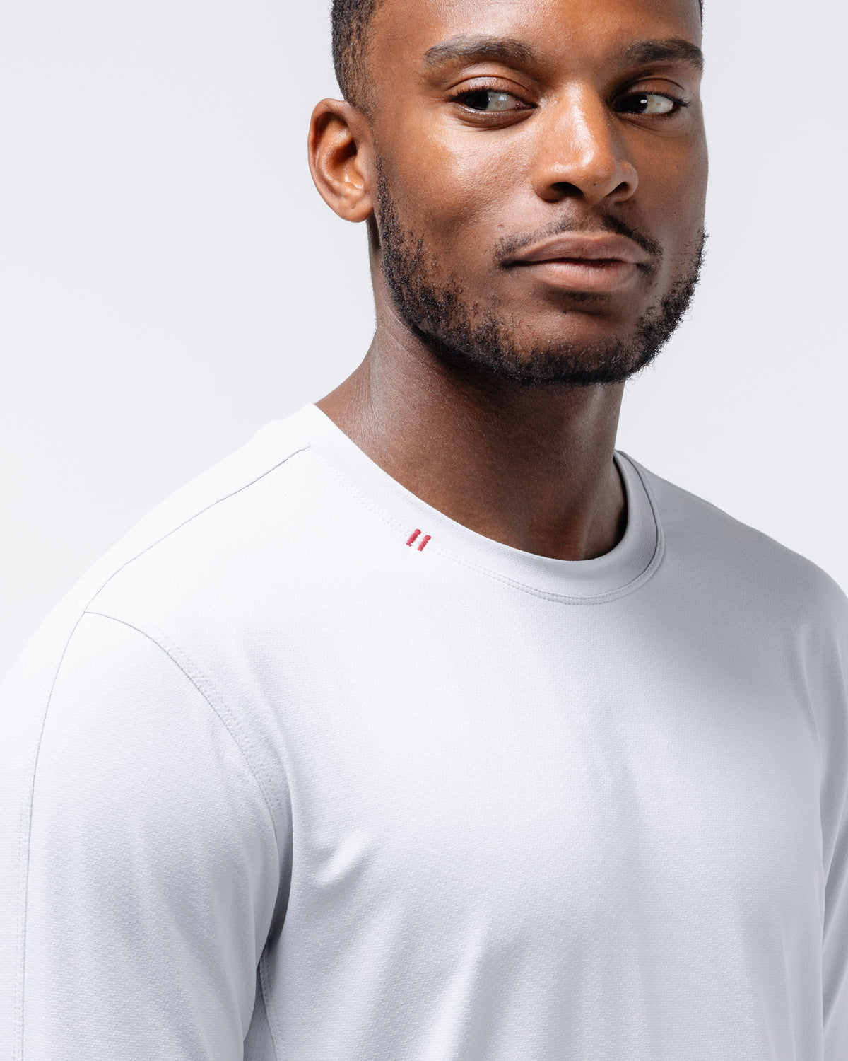 Black Crest Men's Rival Long Sleeve Training Tee in Light Grey, view 5