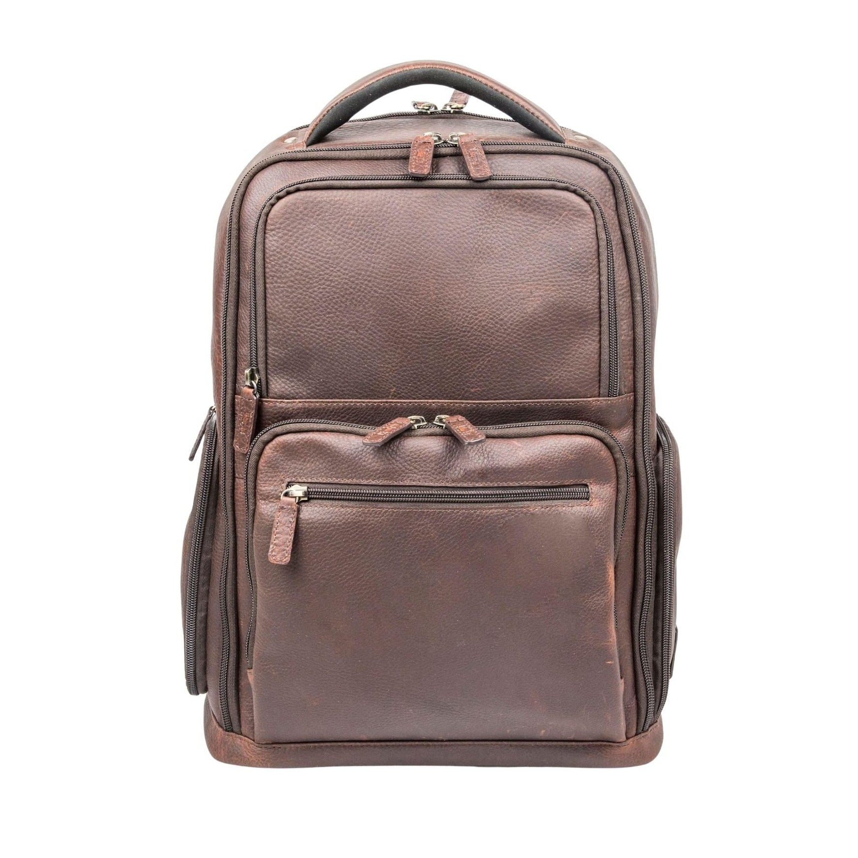Miami Leathers Cambridge full grain leather 16 inch laptop backpack, brown, image 1 of 13