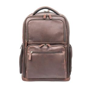 Miami Leathers Cambridge full grain leather 16 inch laptop backpack, brown, image 1 of 13