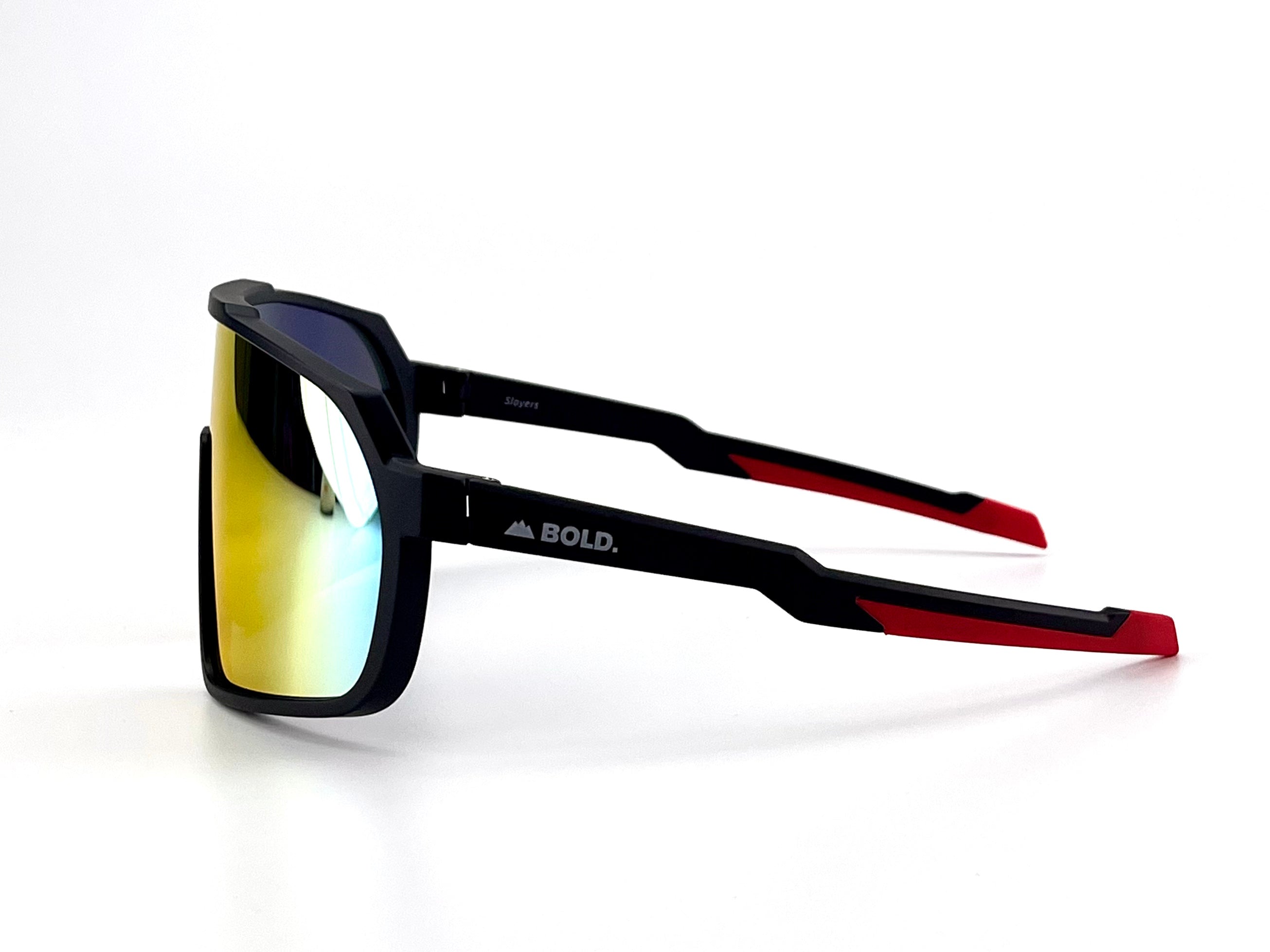 BOLD Slayers oversized sunglasses in red and black, view 3