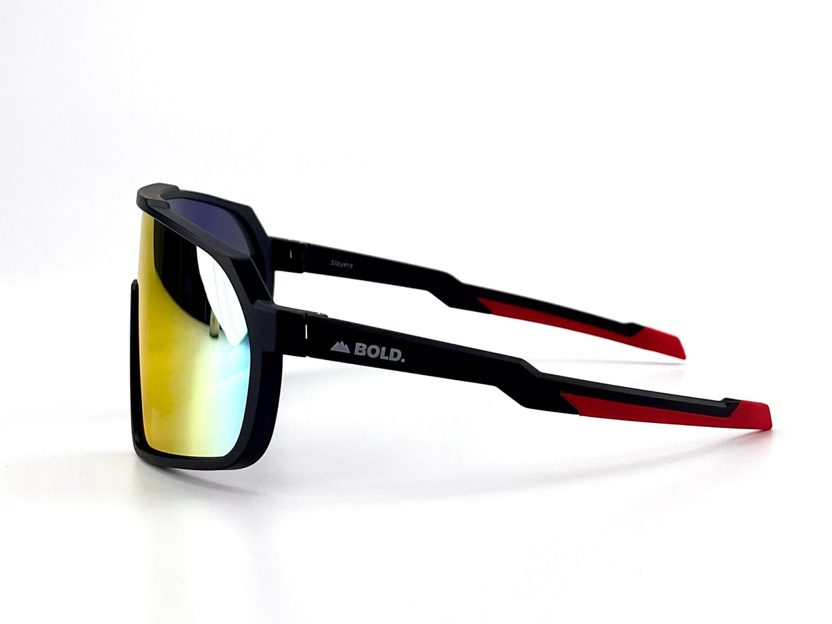 BOLD Slayers oversized sunglasses in red and black, view 3