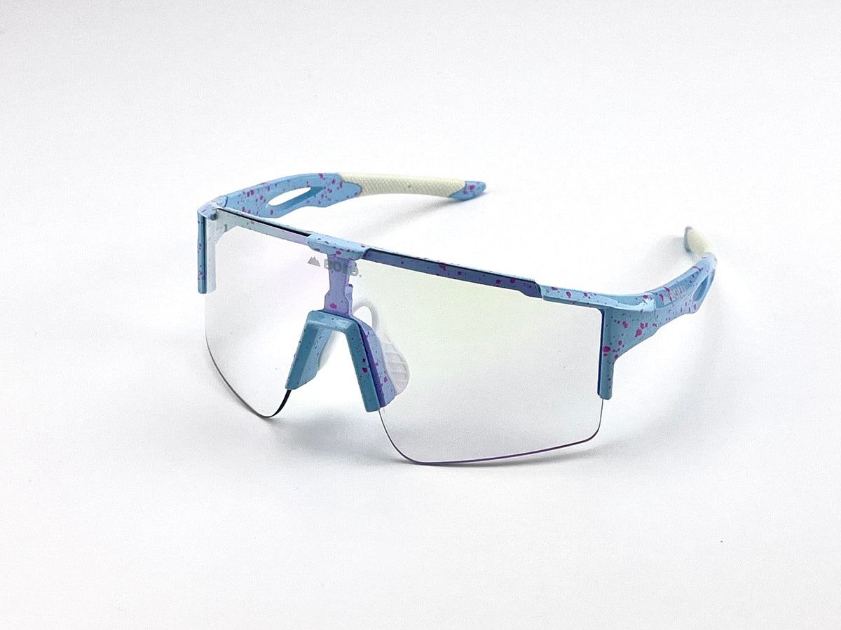 BOLD Wavelength photochromic shield sunglasses in blue, view 3