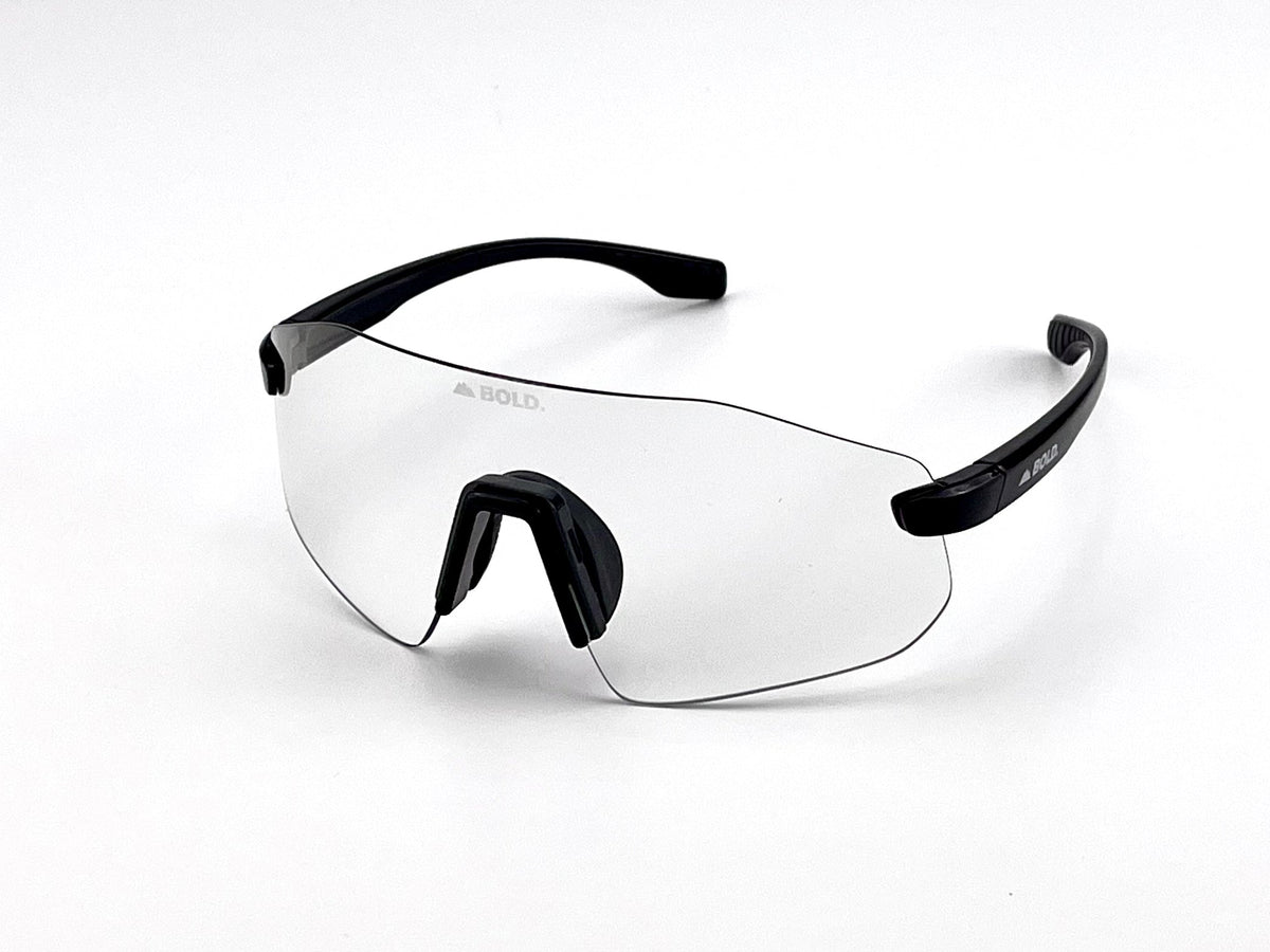BOLD Emerald rimless photochromic sunglasses in black, view 3