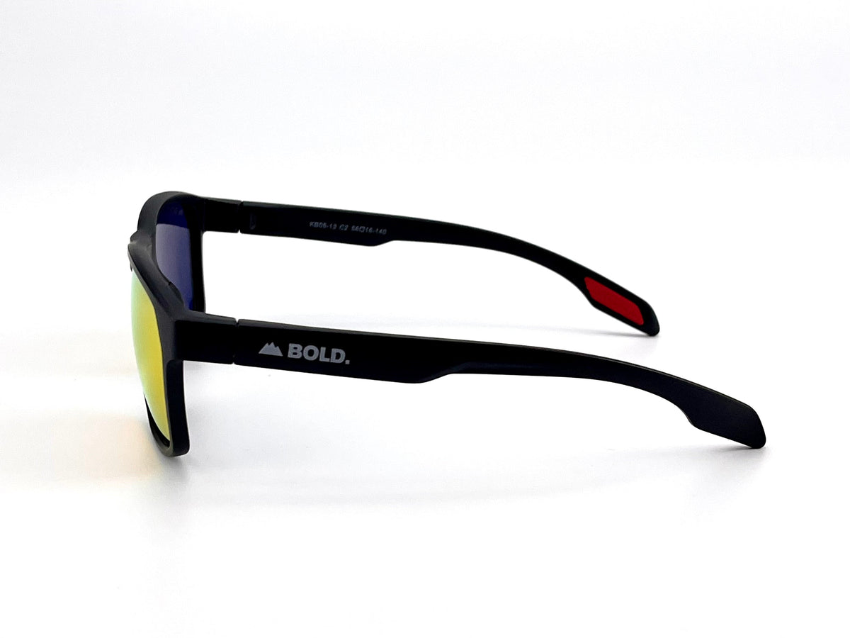 BOLD Thunderhead square sunglasses in red and black, view 3