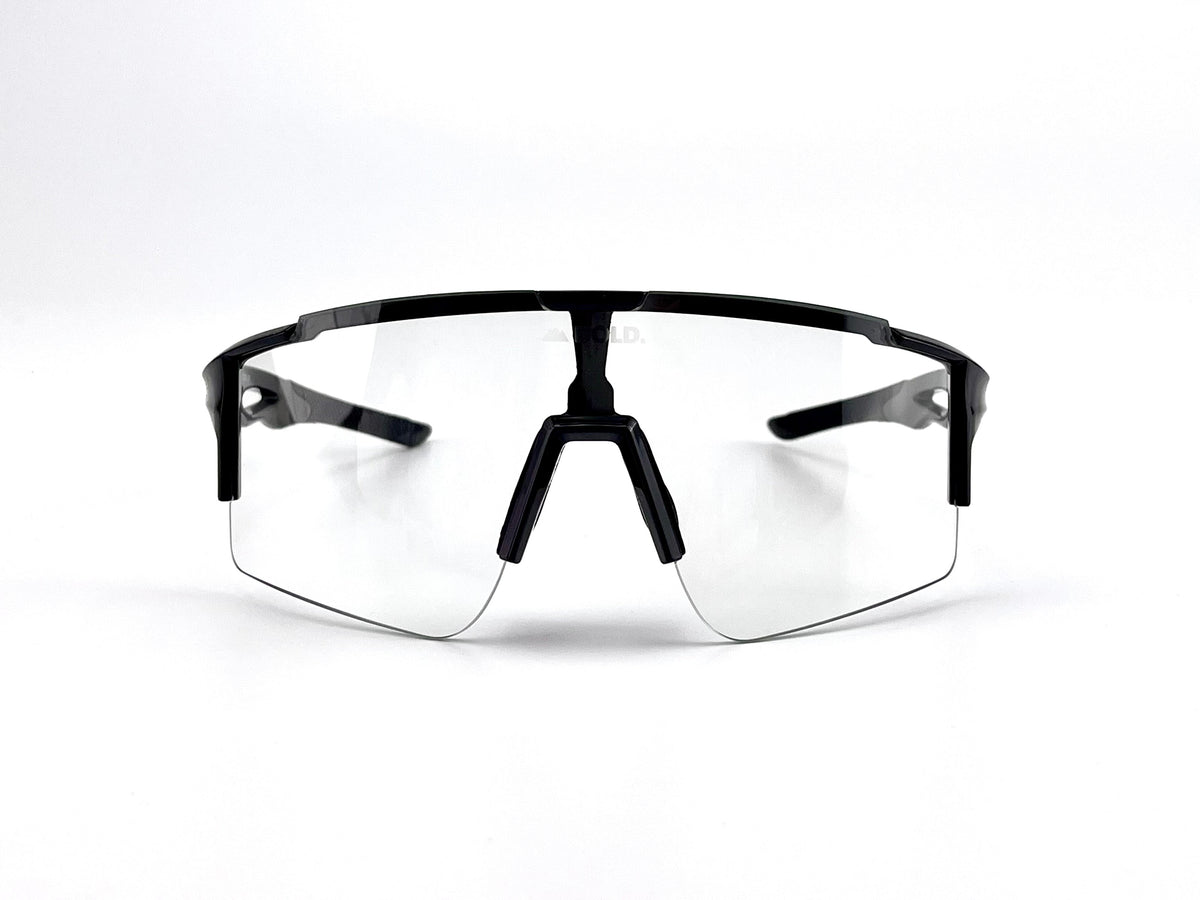 BOLD Wavelength photochromic shield sunglasses in black, view 4