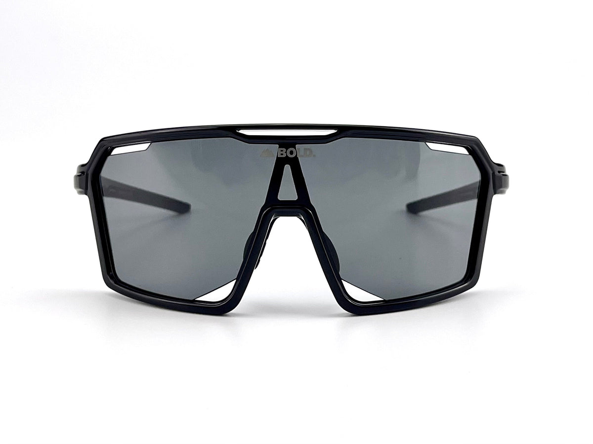 BOLD Flux wrap sunglasses in black, view 2