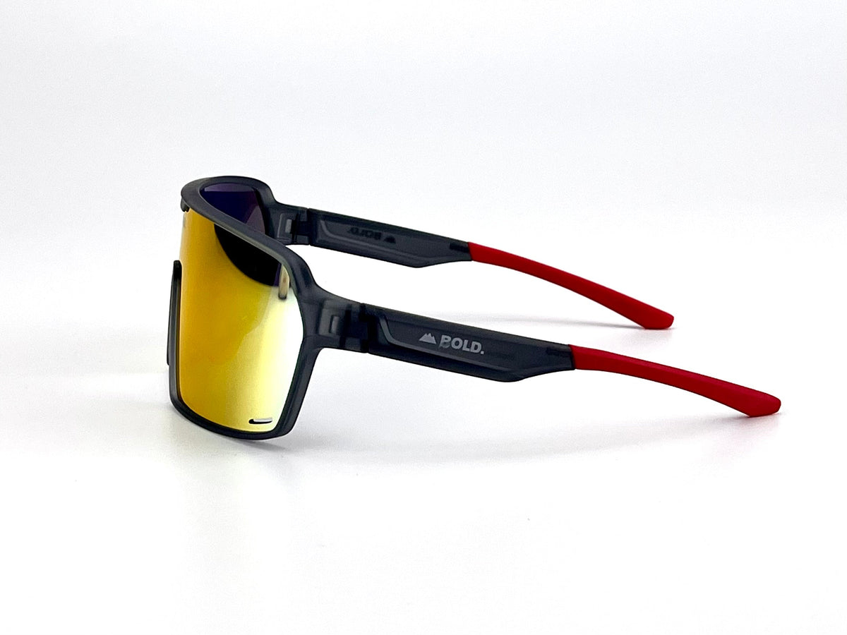 BOLD Shadows wrap sunglasses in red and black, view 3
