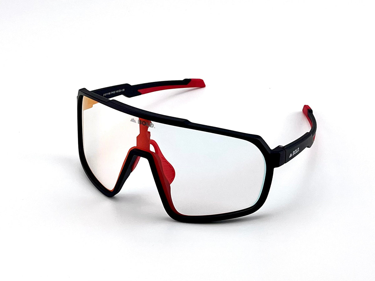 BOLD Slayers oversized photochromic sunglasses in red and black, view 3
