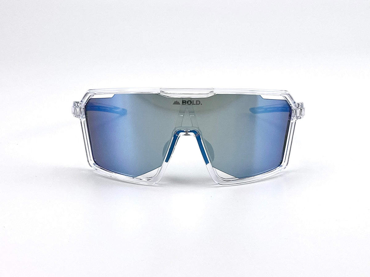 BOLD Flux wrap sunglasses in blue, view 2