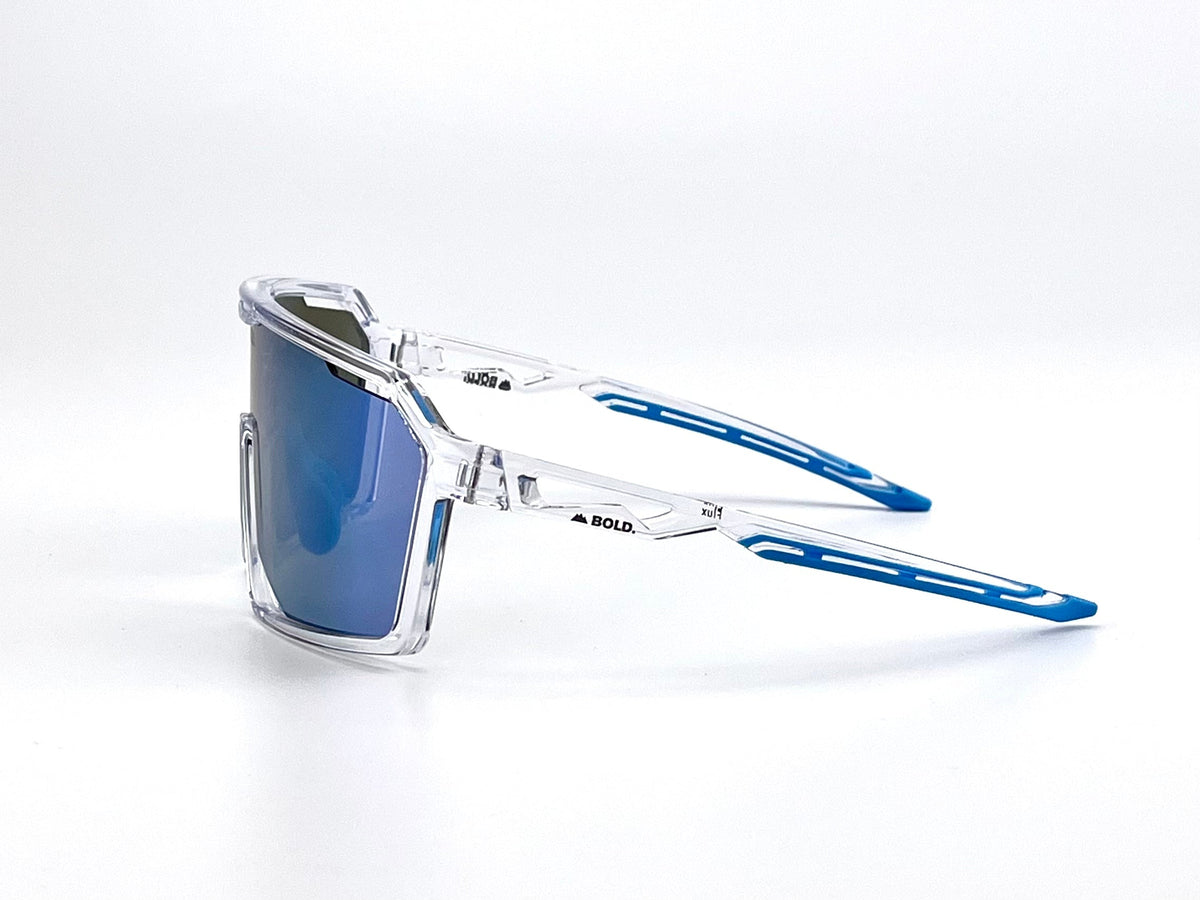BOLD Flux wrap sunglasses in blue, view 3