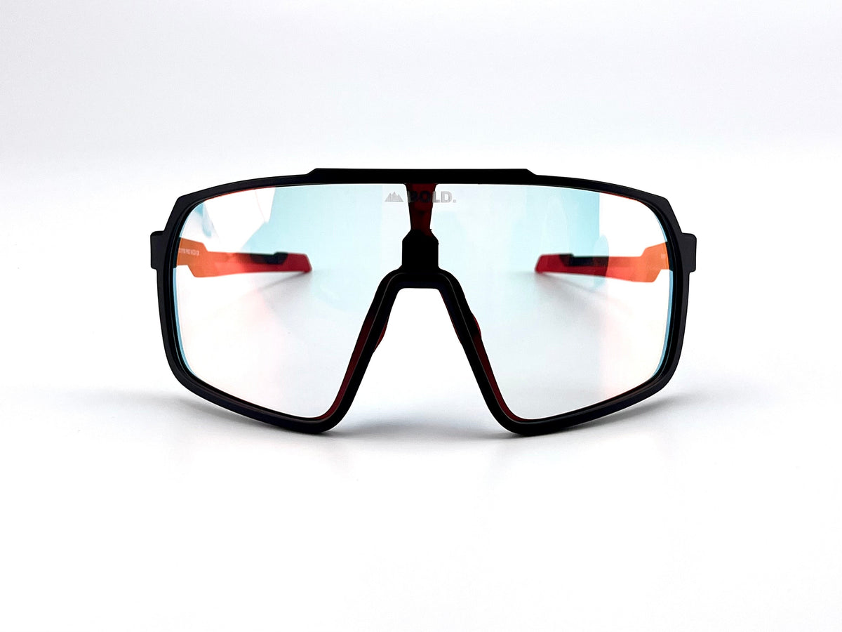 BOLD Slayers oversized photochromic sunglasses in red and black, view 4