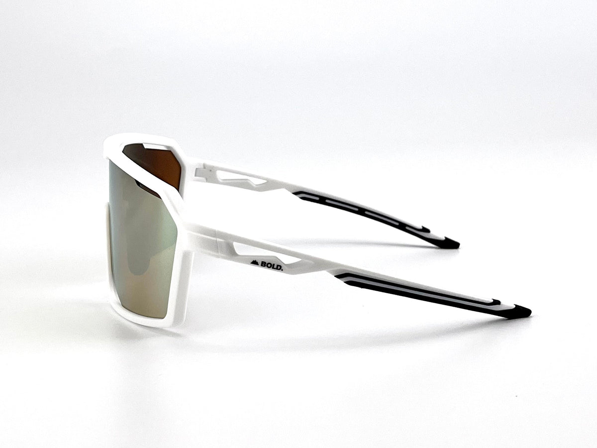 BOLD Flux wrap sunglasses in white, view 3