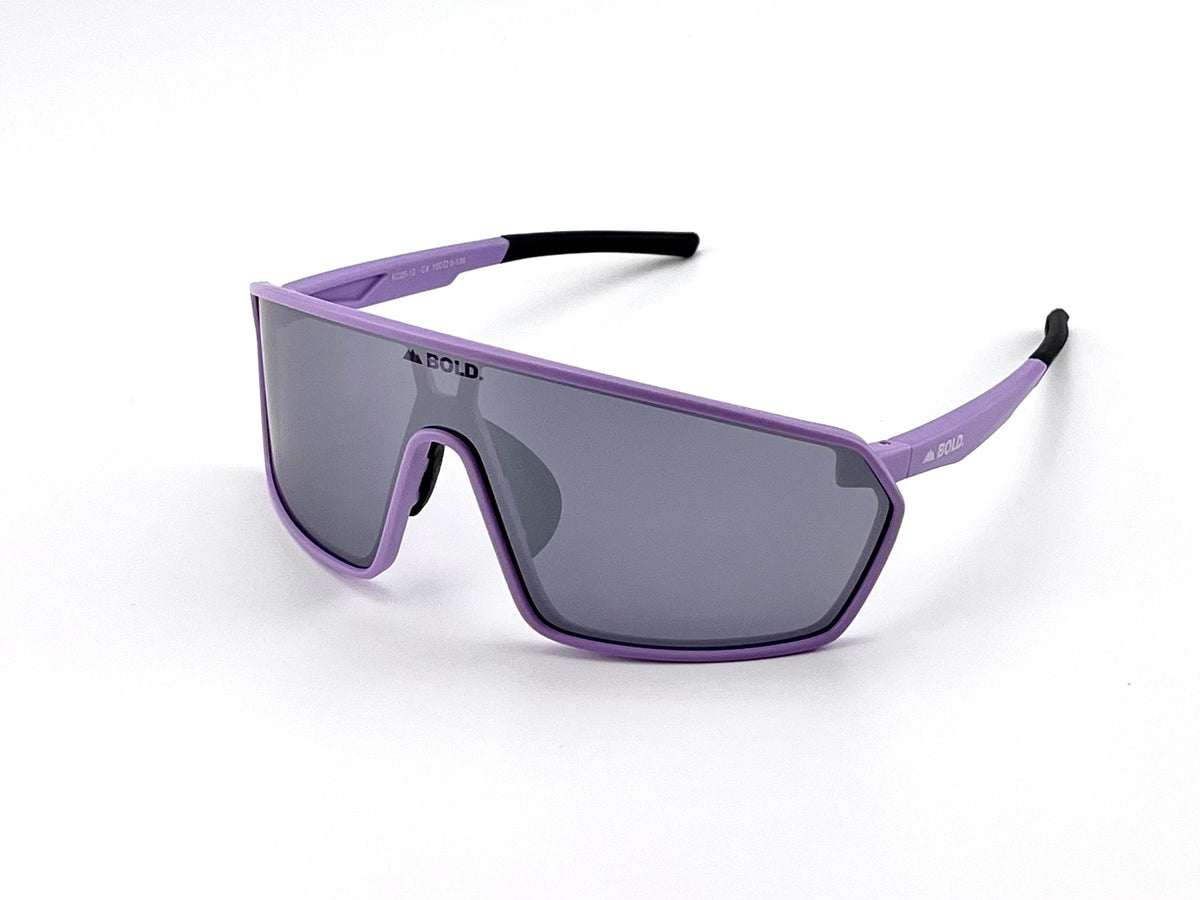 BOLD NSP low-profile sunglasses in purple, view 1