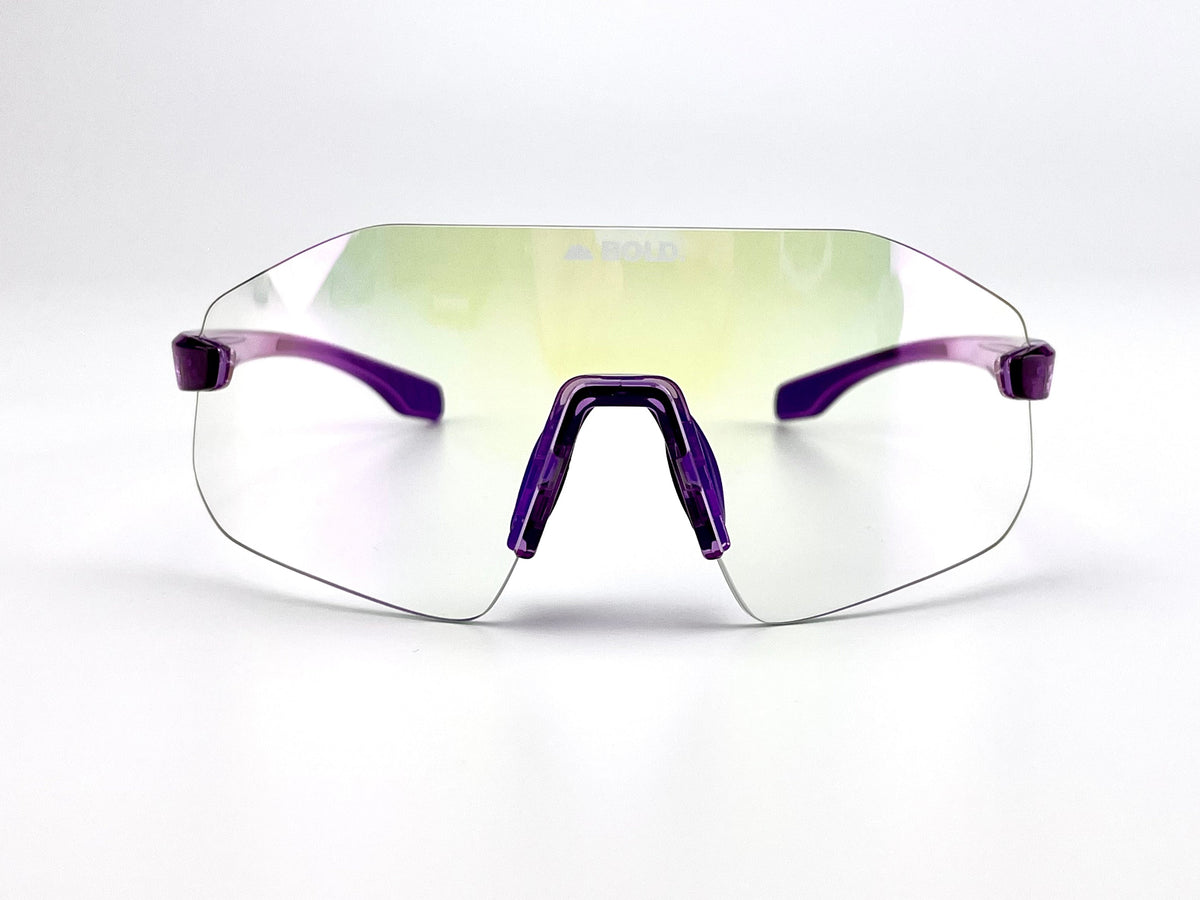 BOLD Emerald rimless photochromic sunglasses in purple, view 4