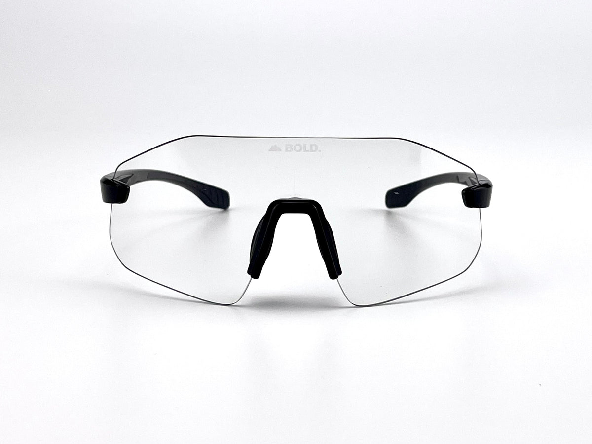 BOLD Emerald rimless photochromic sunglasses in black, view 4