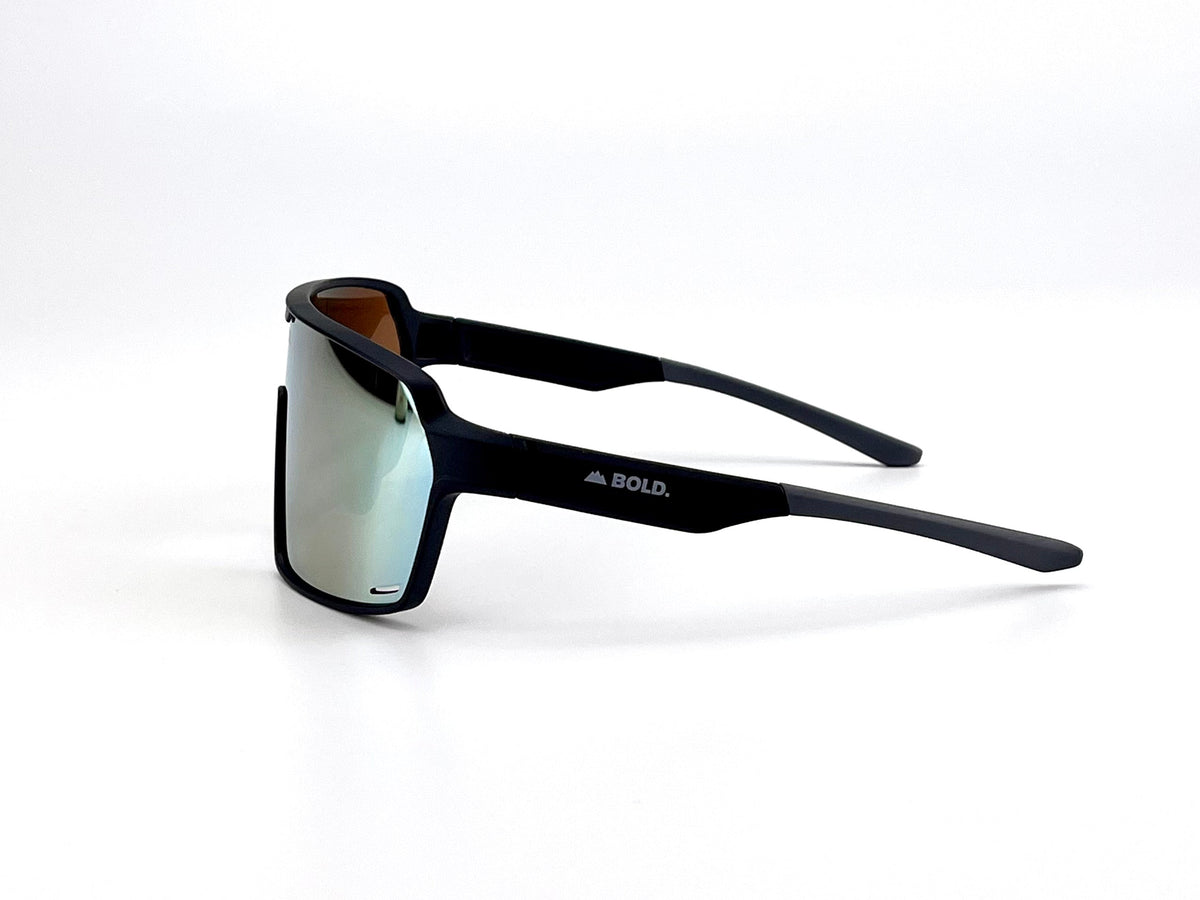 BOLD Shadows wrap sunglasses in gold, view 3