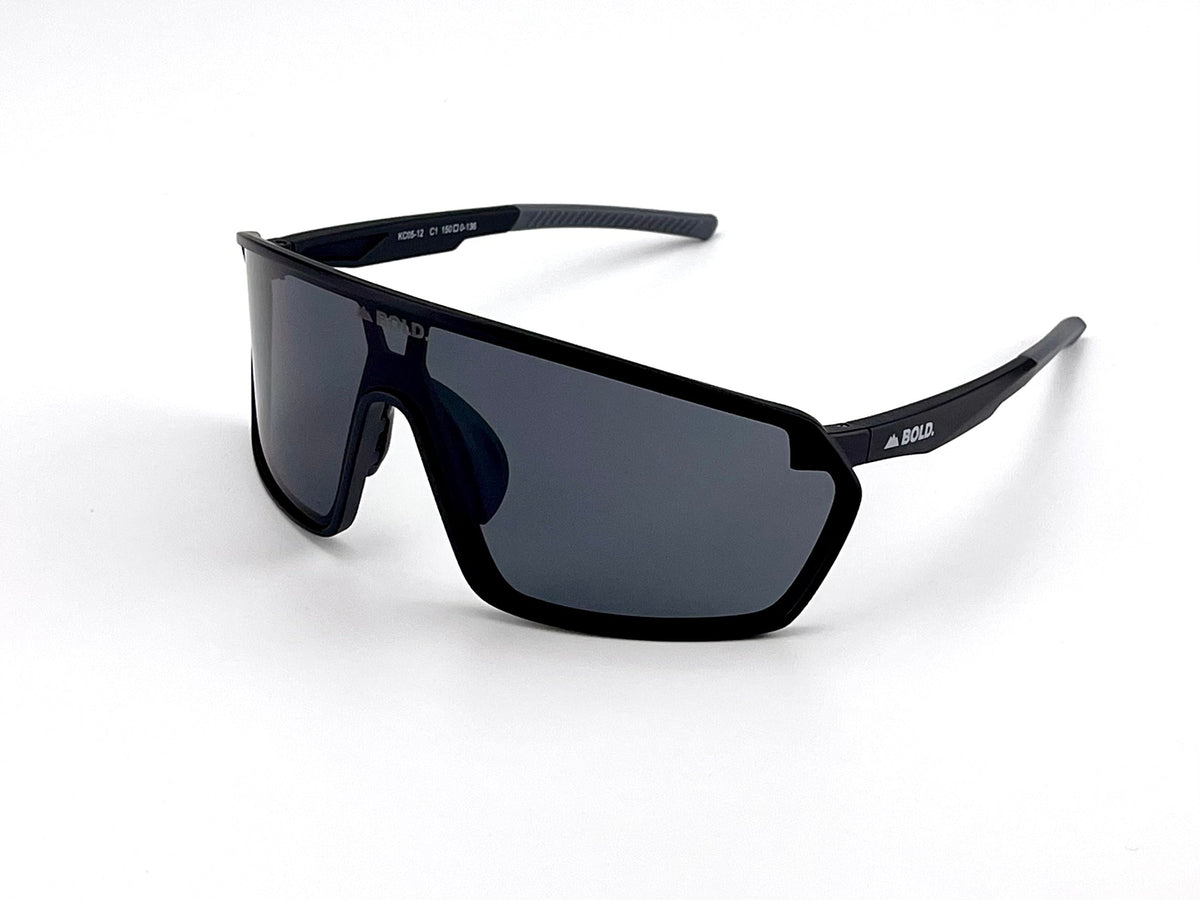 BOLD NSP low-profile sunglasses in black, view 1