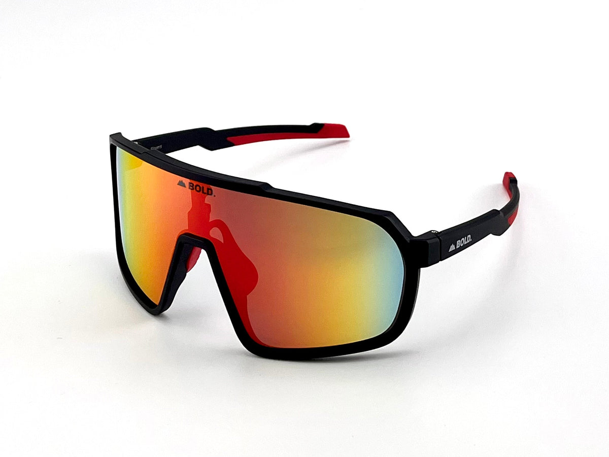 BOLD Slayers oversized sunglasses in red and black, view 1