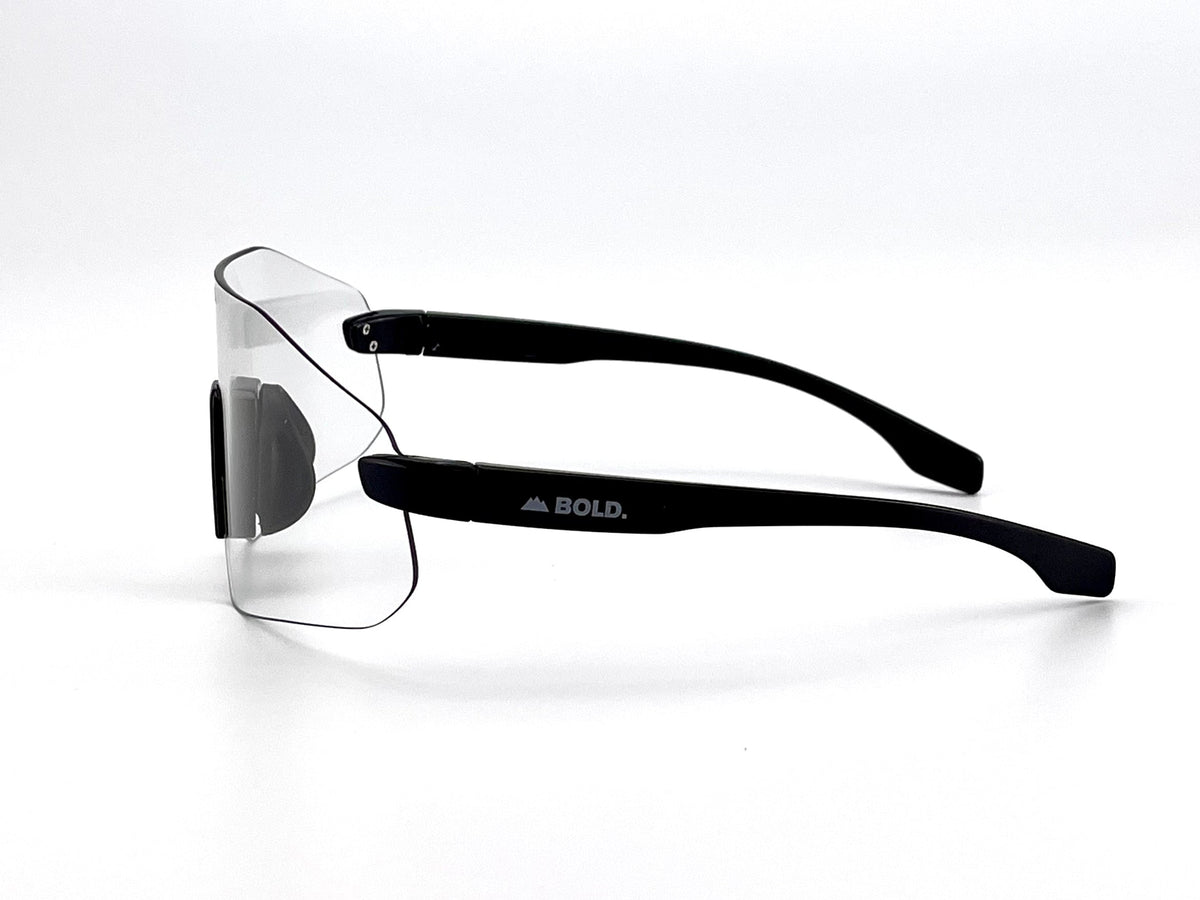 BOLD Emerald rimless photochromic sunglasses in black, view 5