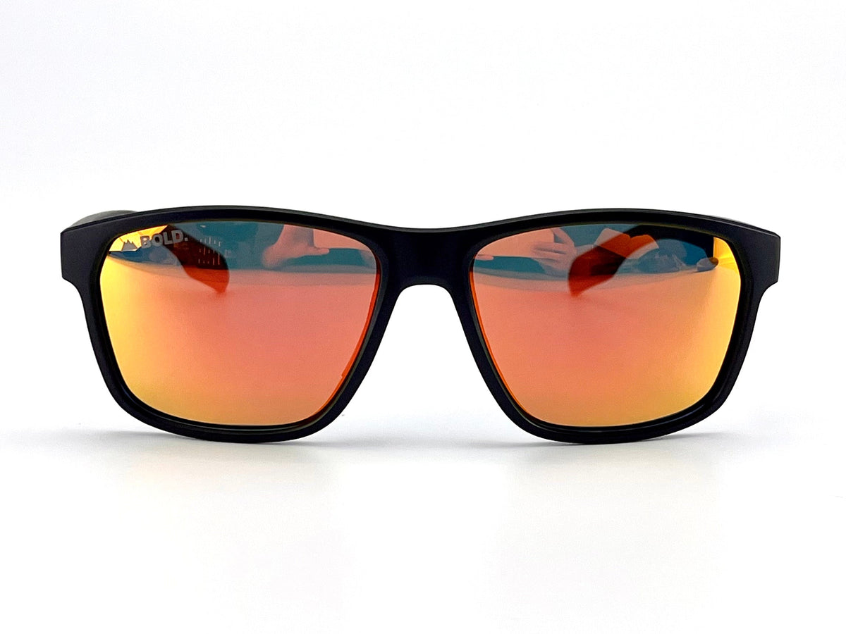 BOLD Thunderhead square sunglasses in red and black, view 2