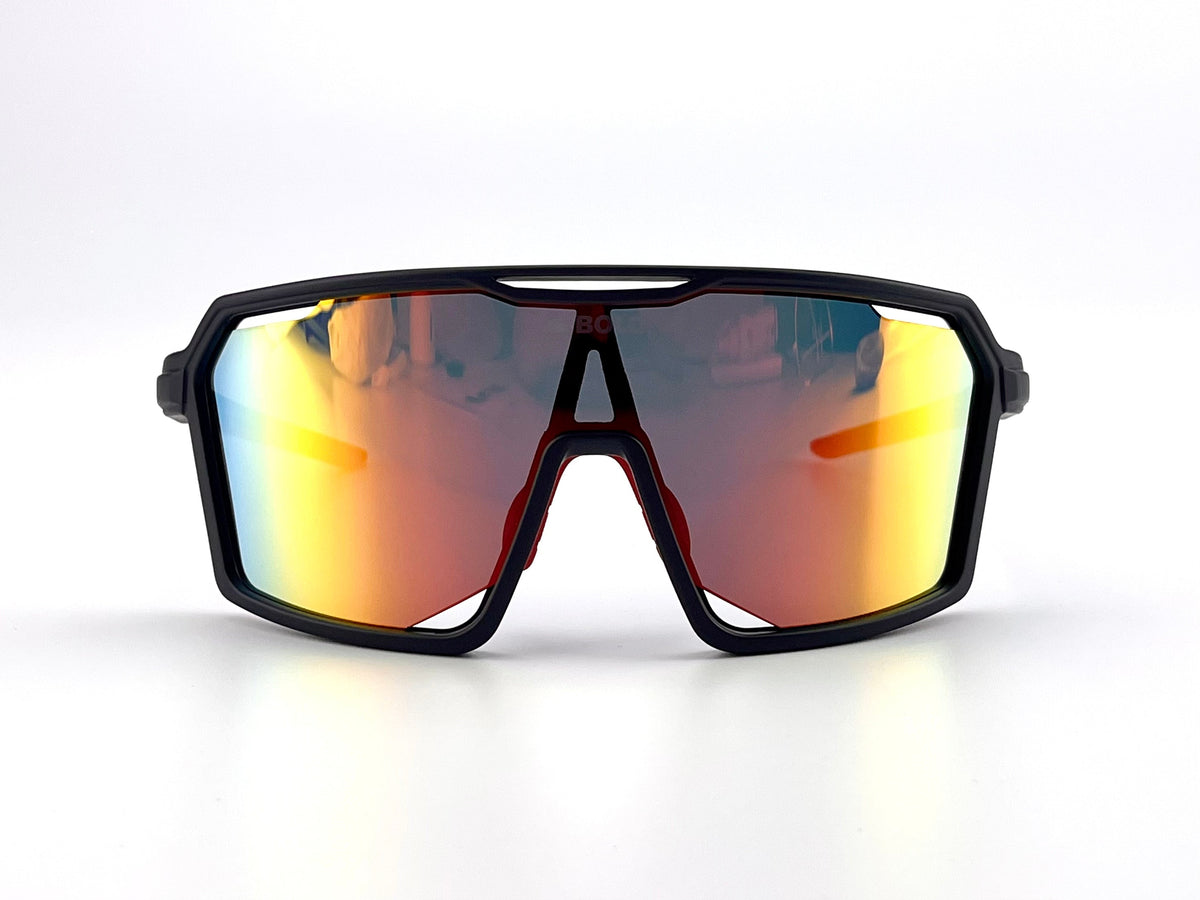 BOLD Flux wrap sunglasses in red and black, view 2