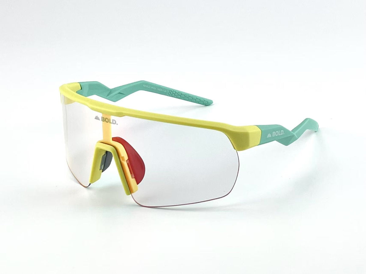 BOLD Flash photochromic sunglasses in blue and yellow, view 3