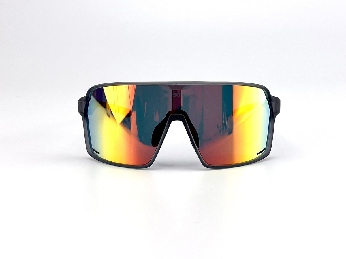BOLD Shadows wrap sunglasses in red and black, view 2